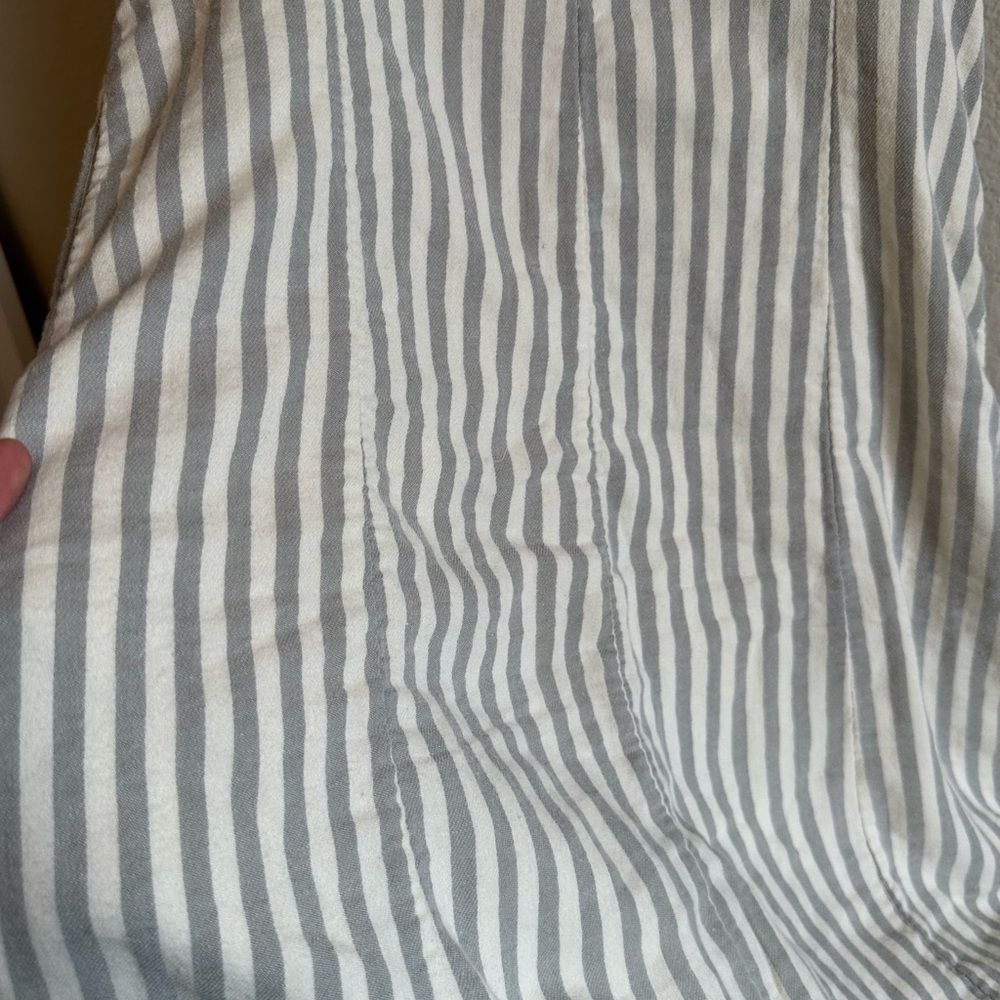 Faherty Cream and Tan Striped Linen Maxi Dress with Tie Straps - Picture 8 of 16